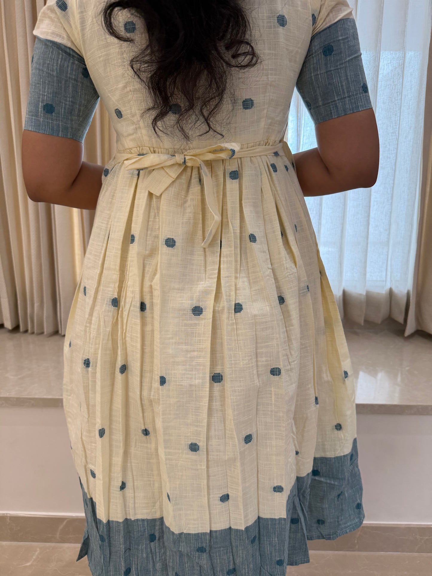 White Dots Handloom cotton maxi