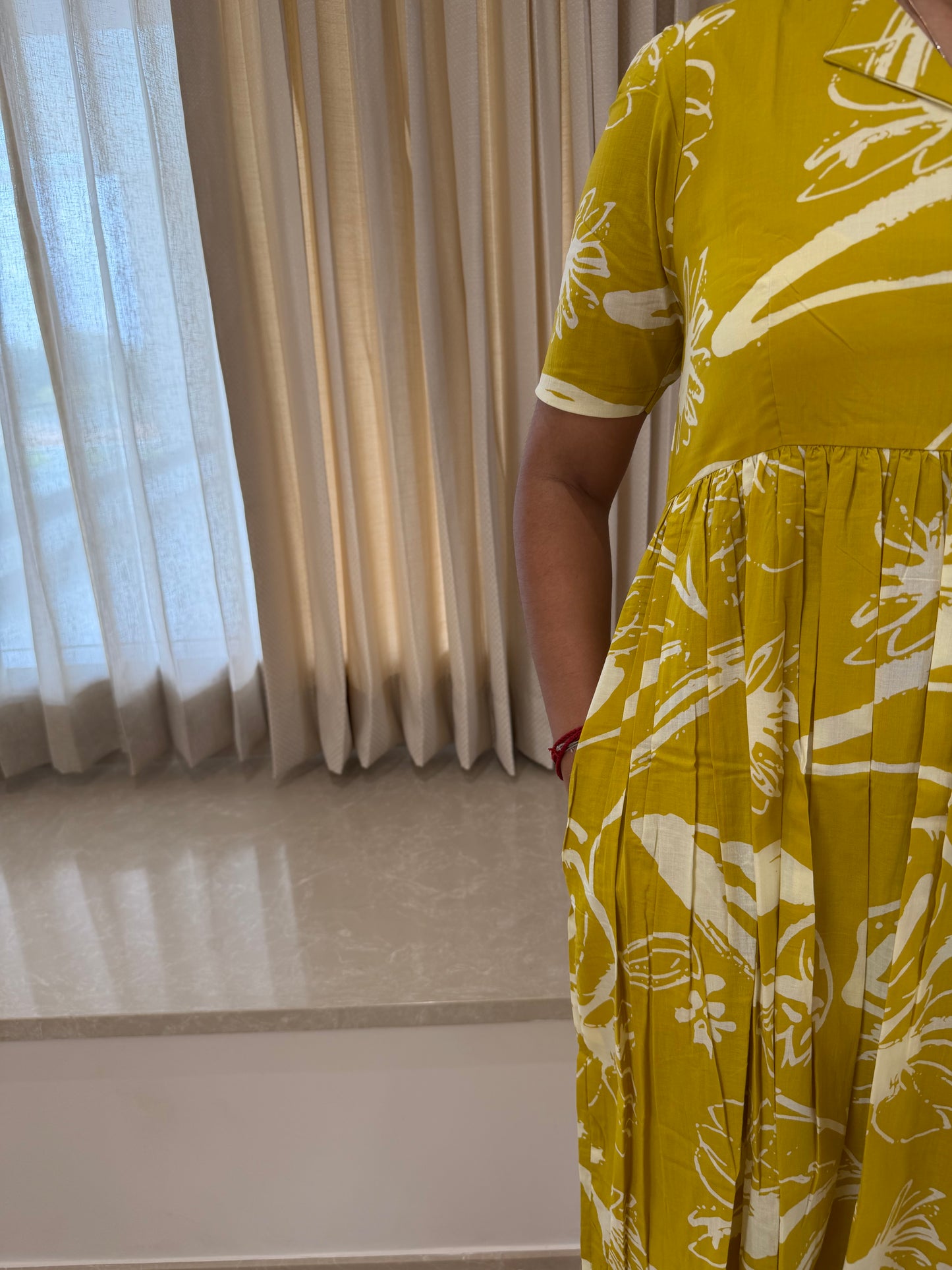 Yellow Abstract Cotton Maxi