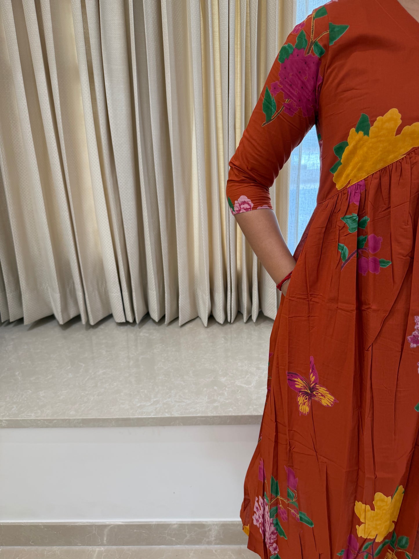 Rust Orange AliaCut Cotton Maxi