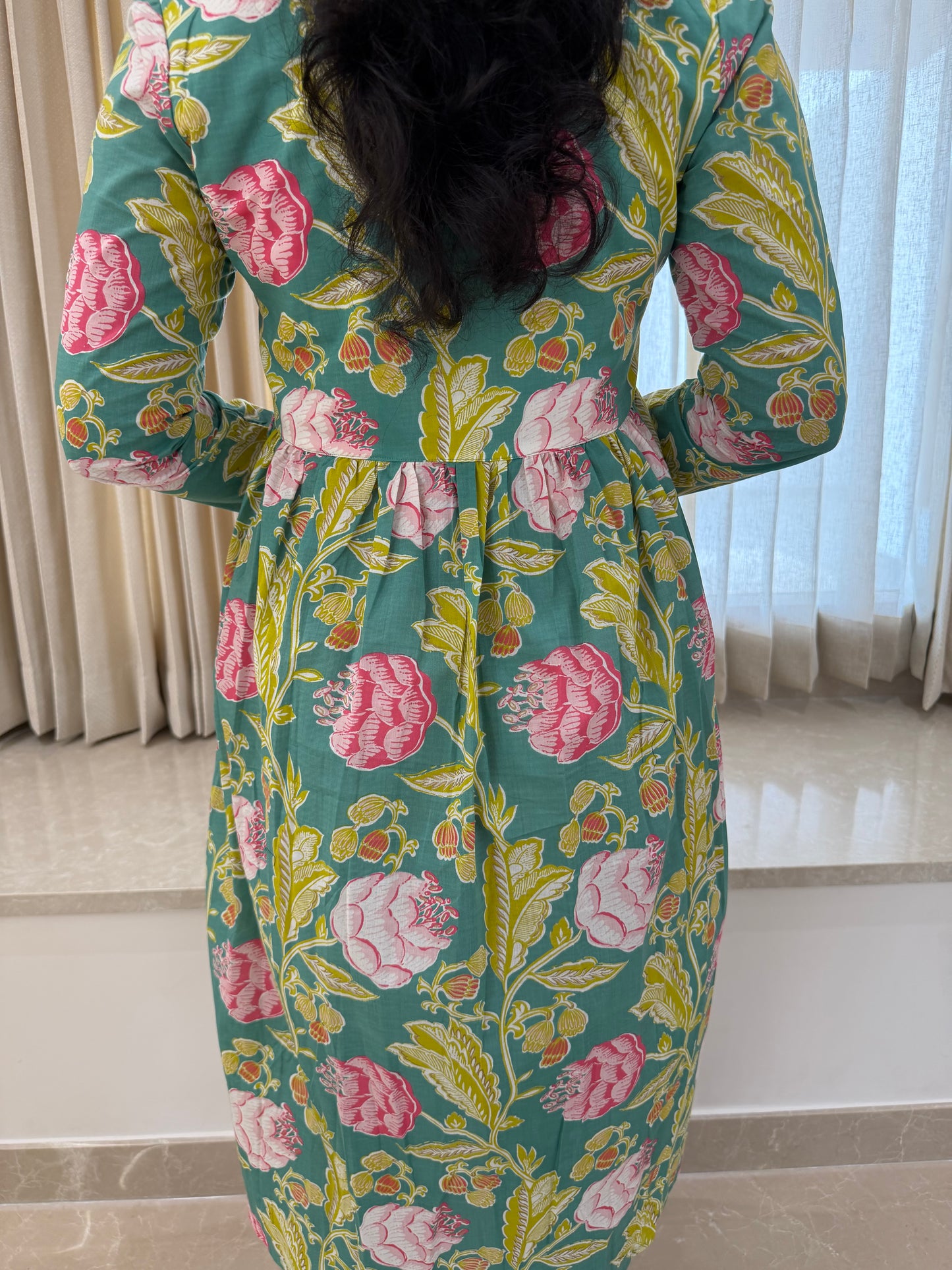 Blue Alia Cut Cotton Maxi