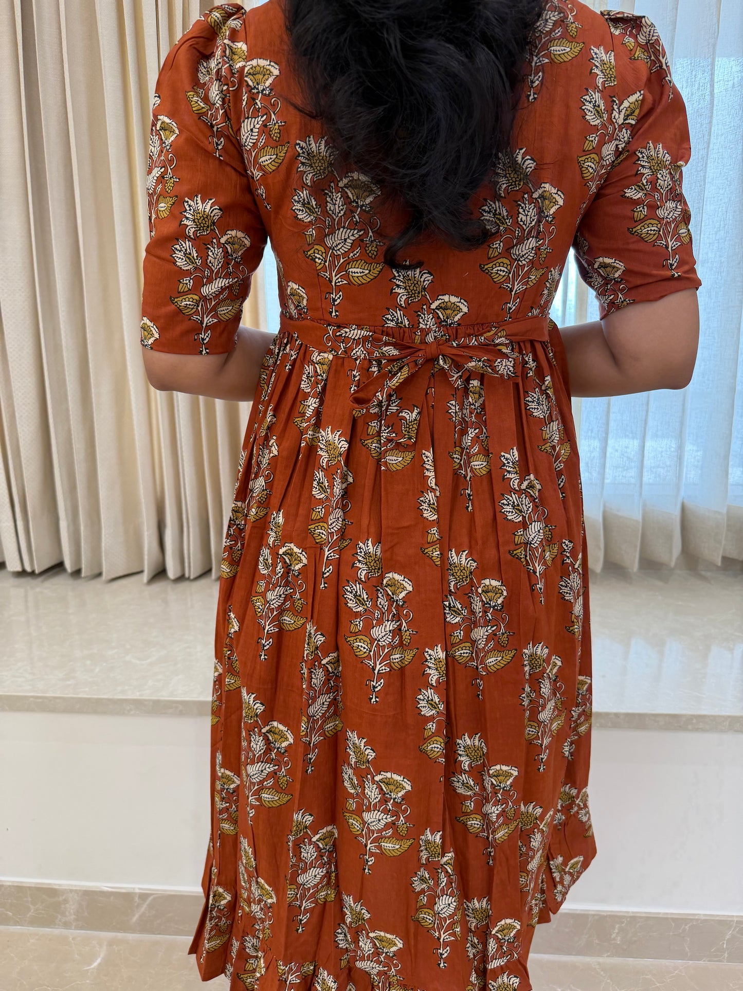 Brown Flower Cotton Maxi
