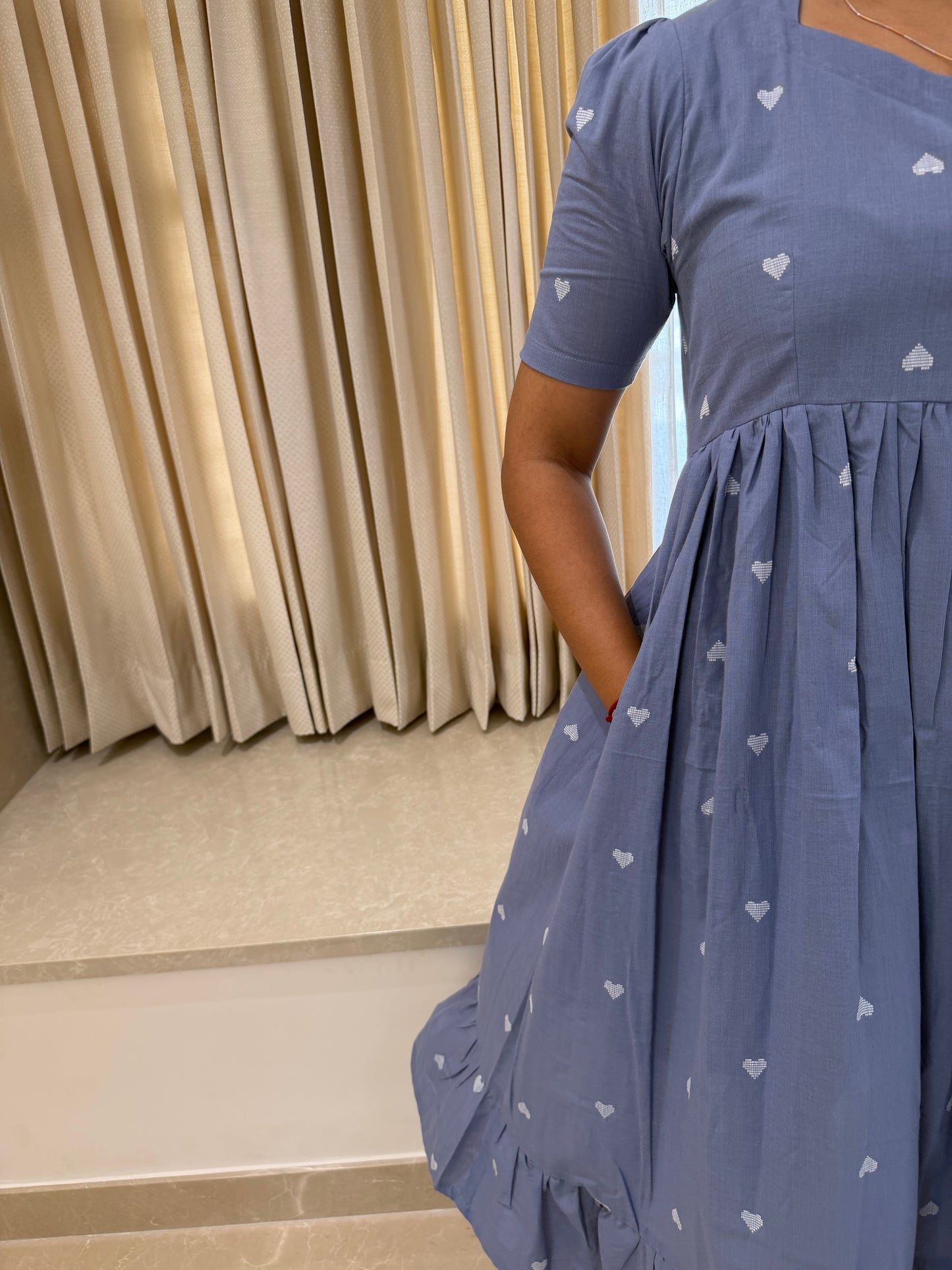 Grey Heart Handloom Cotton Maxi