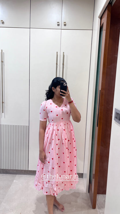 Pink Heart Cotton Maxi