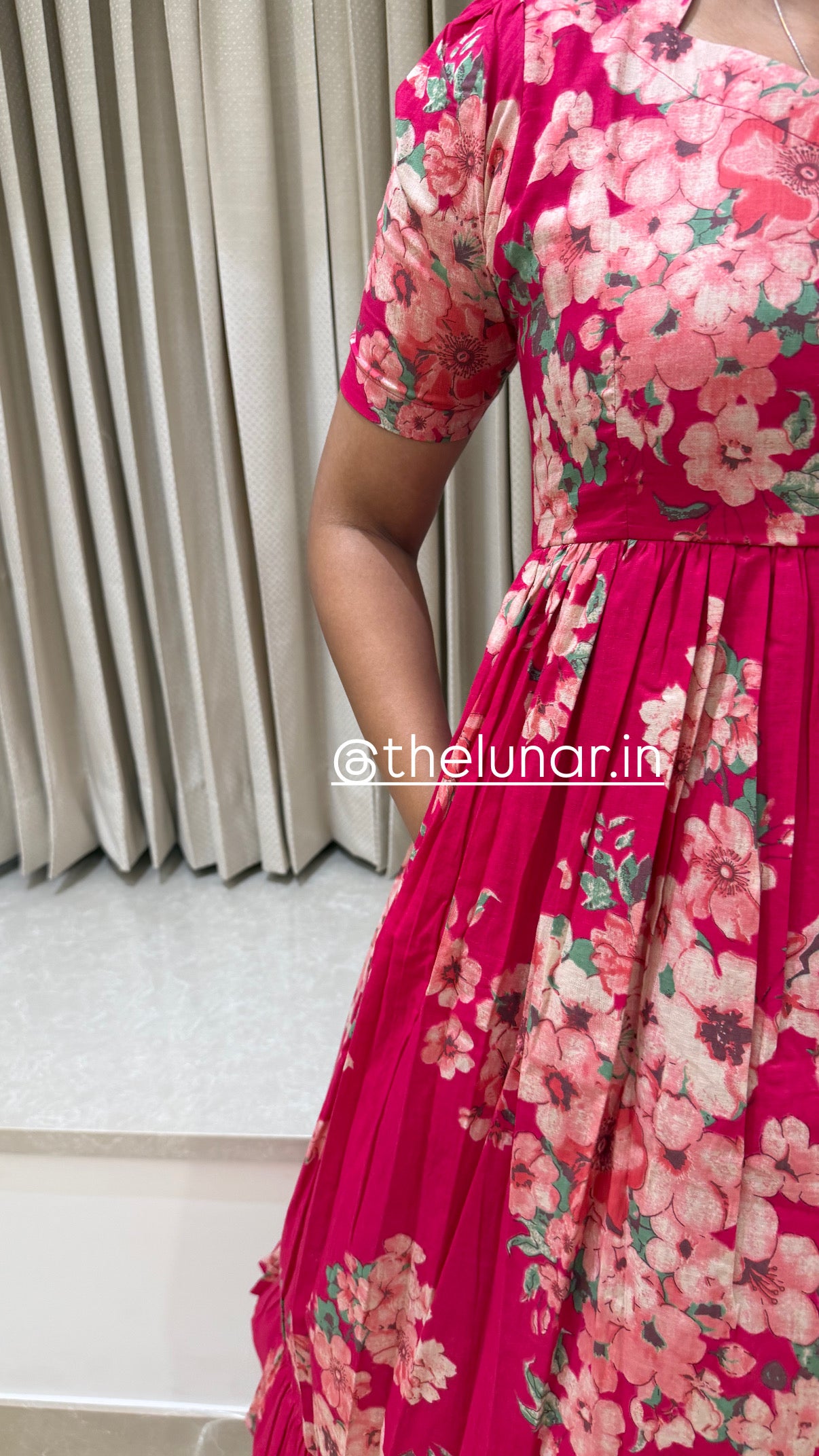 Pink Cherry Blossom Cotton Maxi