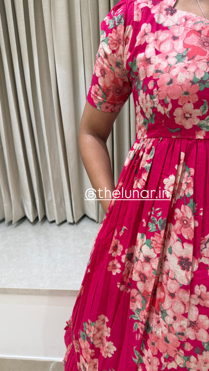 Pink Cherry Blossom Cotton Maxi