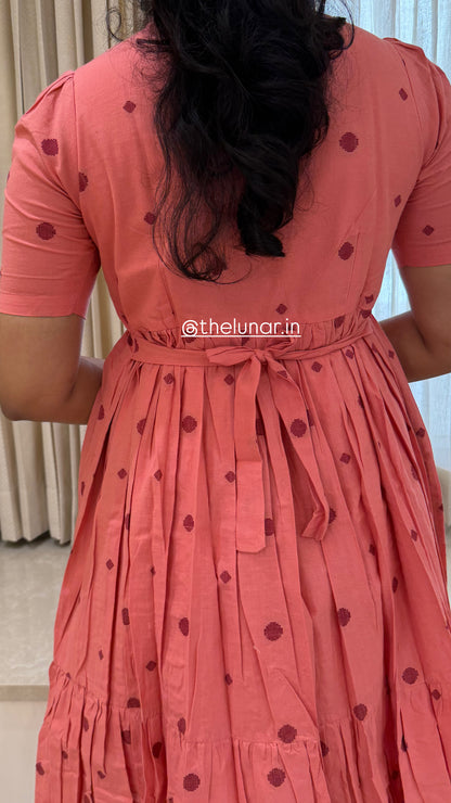 Coral Pink Handloom Cotton Maxi