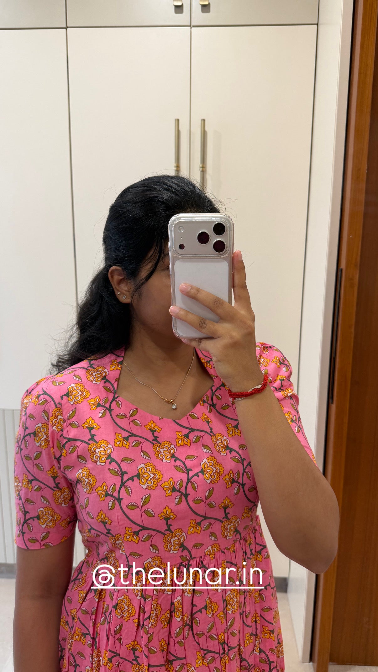 Pink Yellow Floral Cotton Maxi