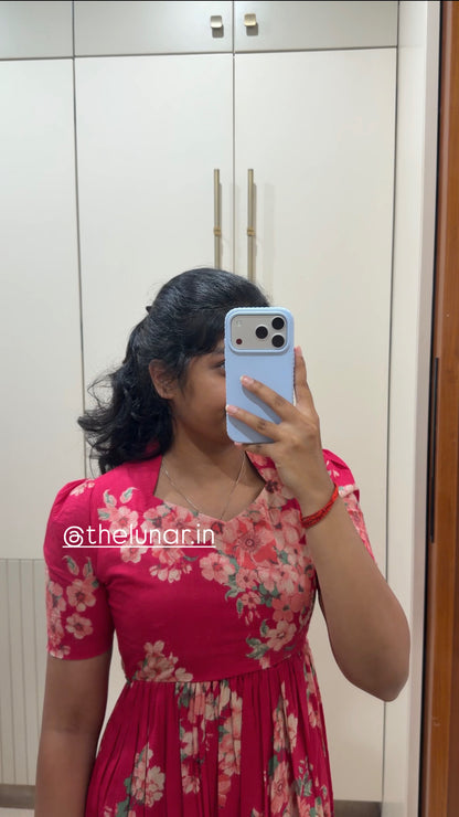 Pink Cherry Blossom Cotton Maxi