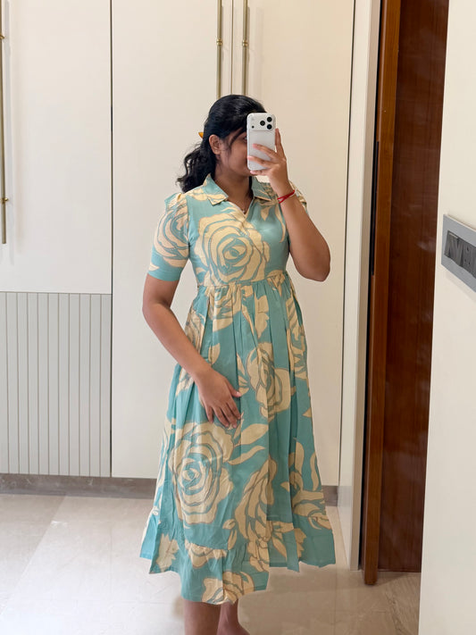 Light Turquoise Cotton Maxi