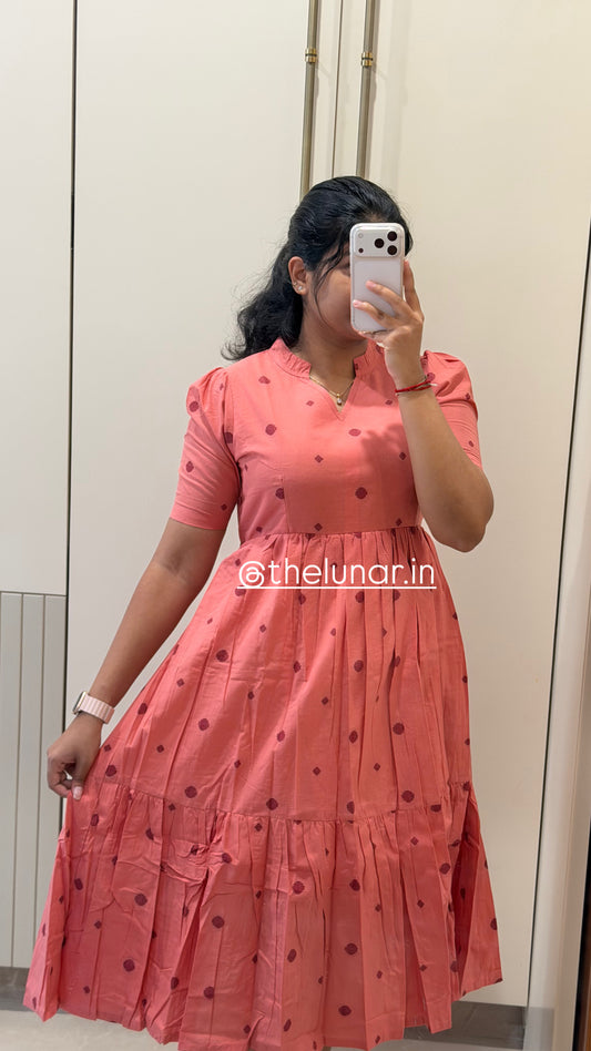 Coral Pink Handloom Cotton Maxi