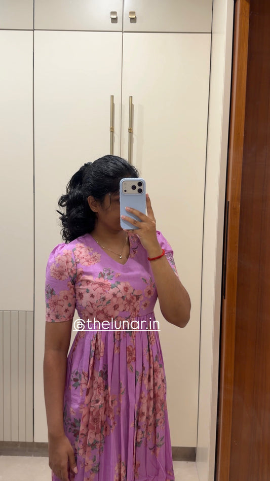 Purple Cherry Blossom Cotton Maxi