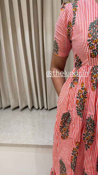 Orange Stripes Cotton Maxi