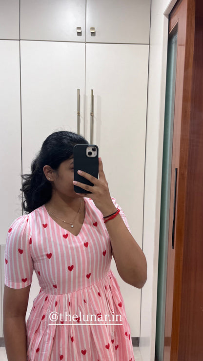 Pink Heart Cotton Maxi