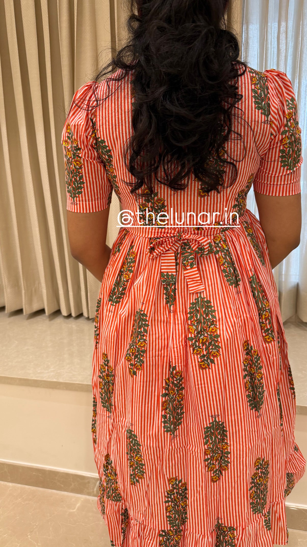 Orange Stripes Cotton Maxi