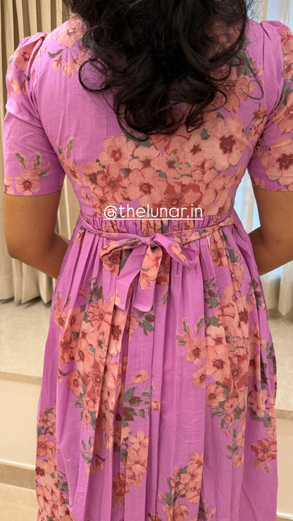 Purple Cherry Blossom Cotton Maxi