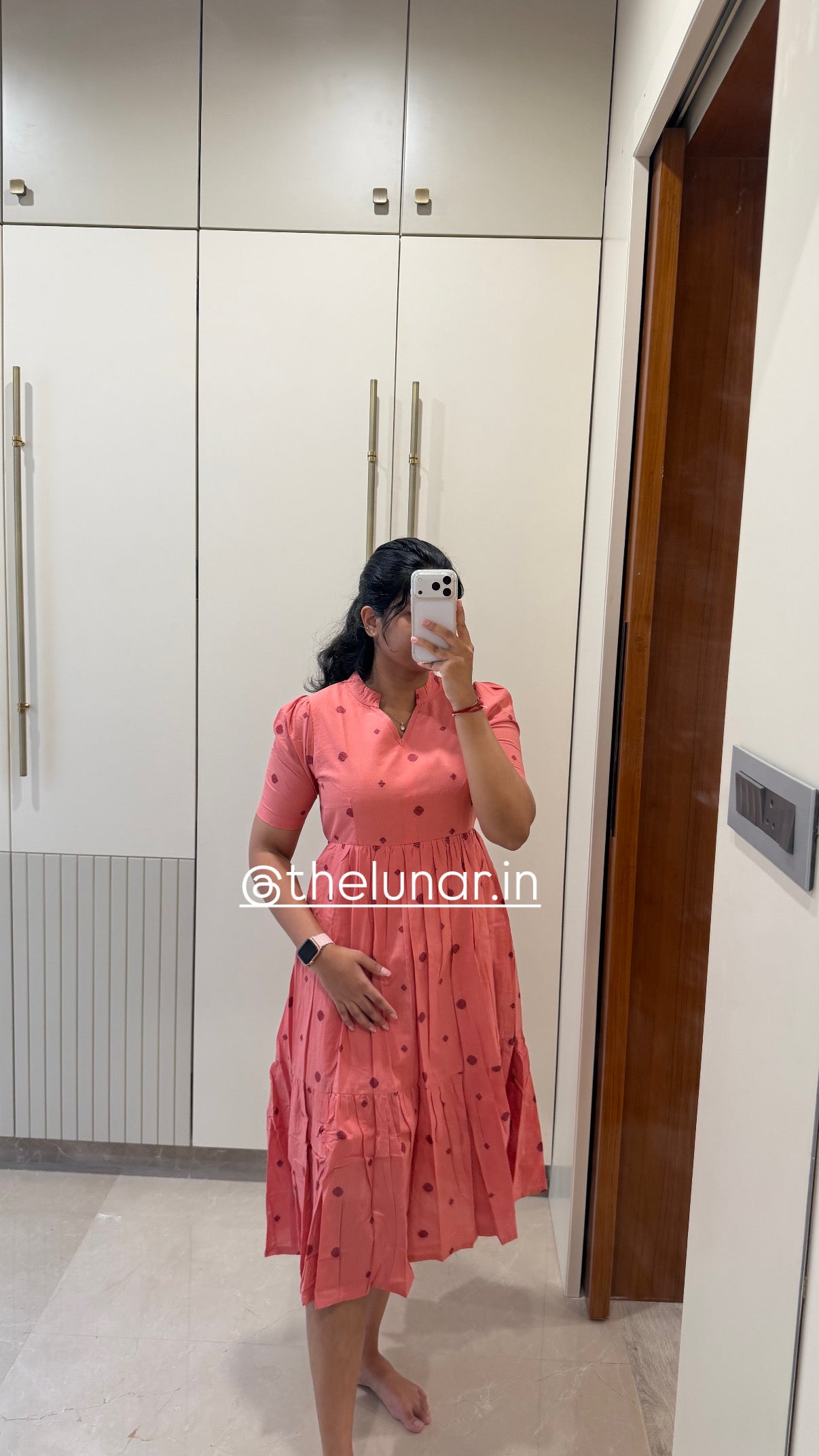 Coral Pink Handloom Cotton Maxi