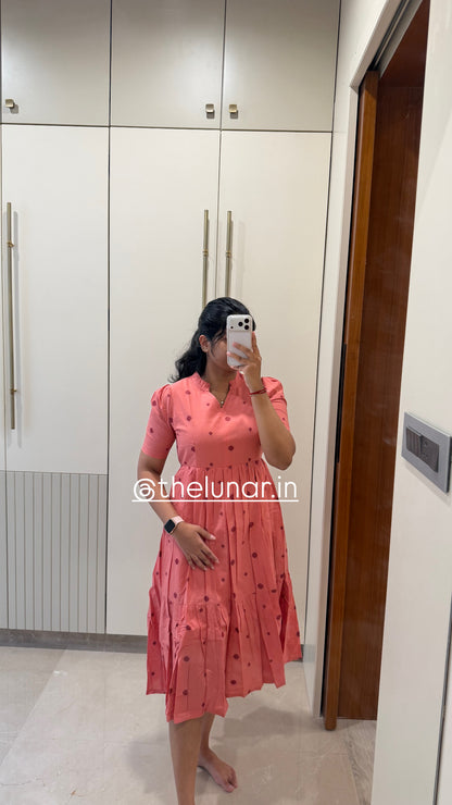 Coral Pink Handloom Cotton Maxi