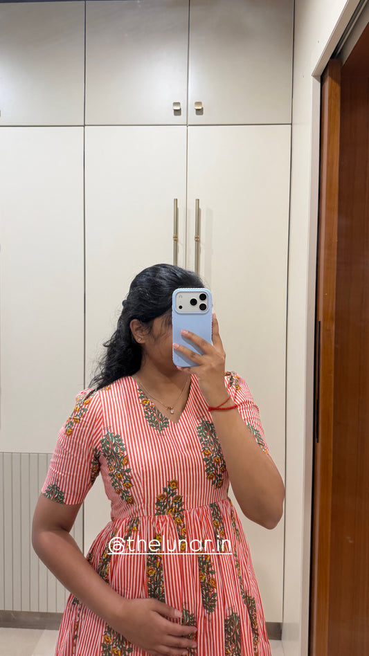 Orange Stripes Cotton Maxi