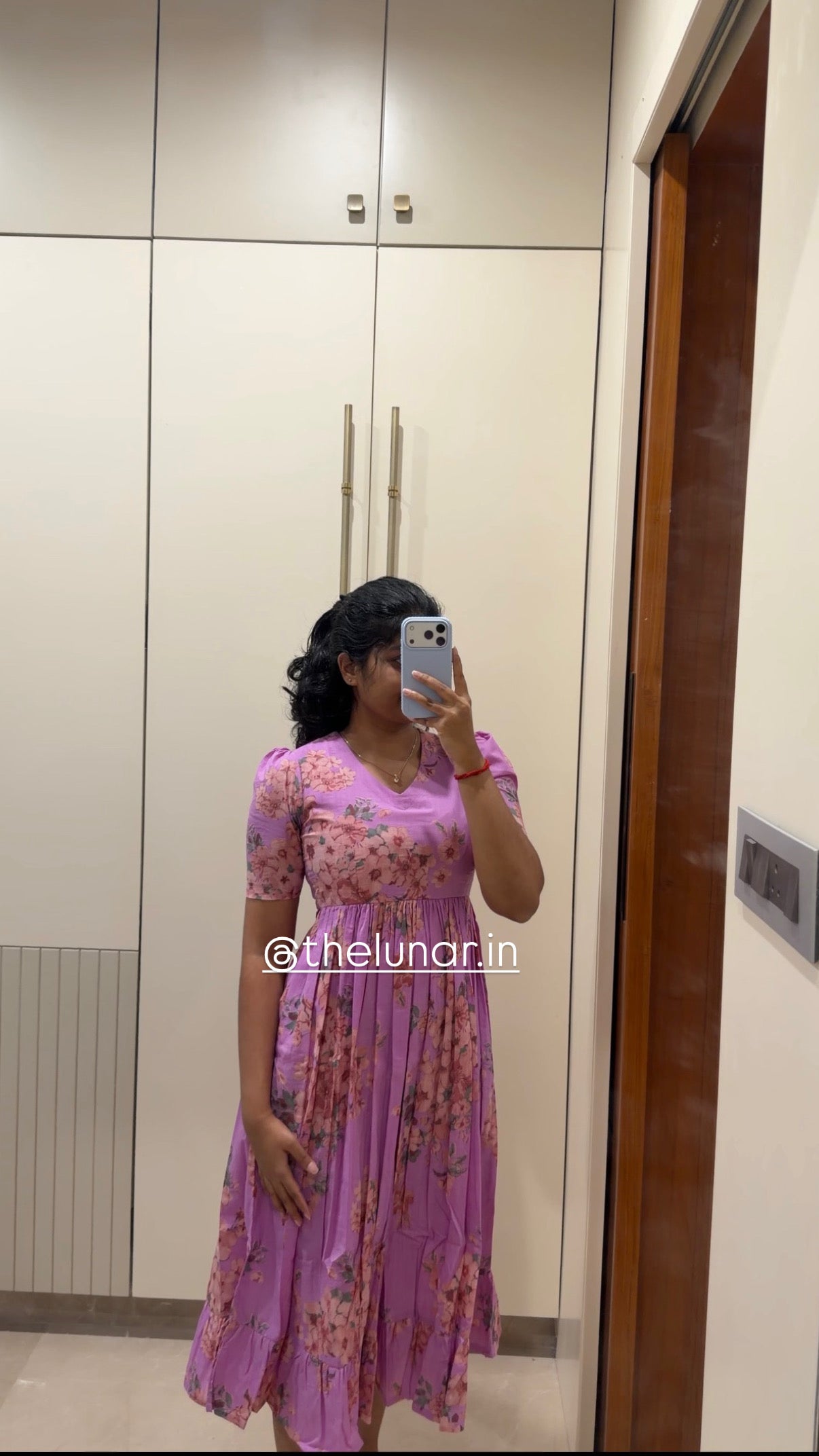 Purple Cherry Blossom Cotton Maxi