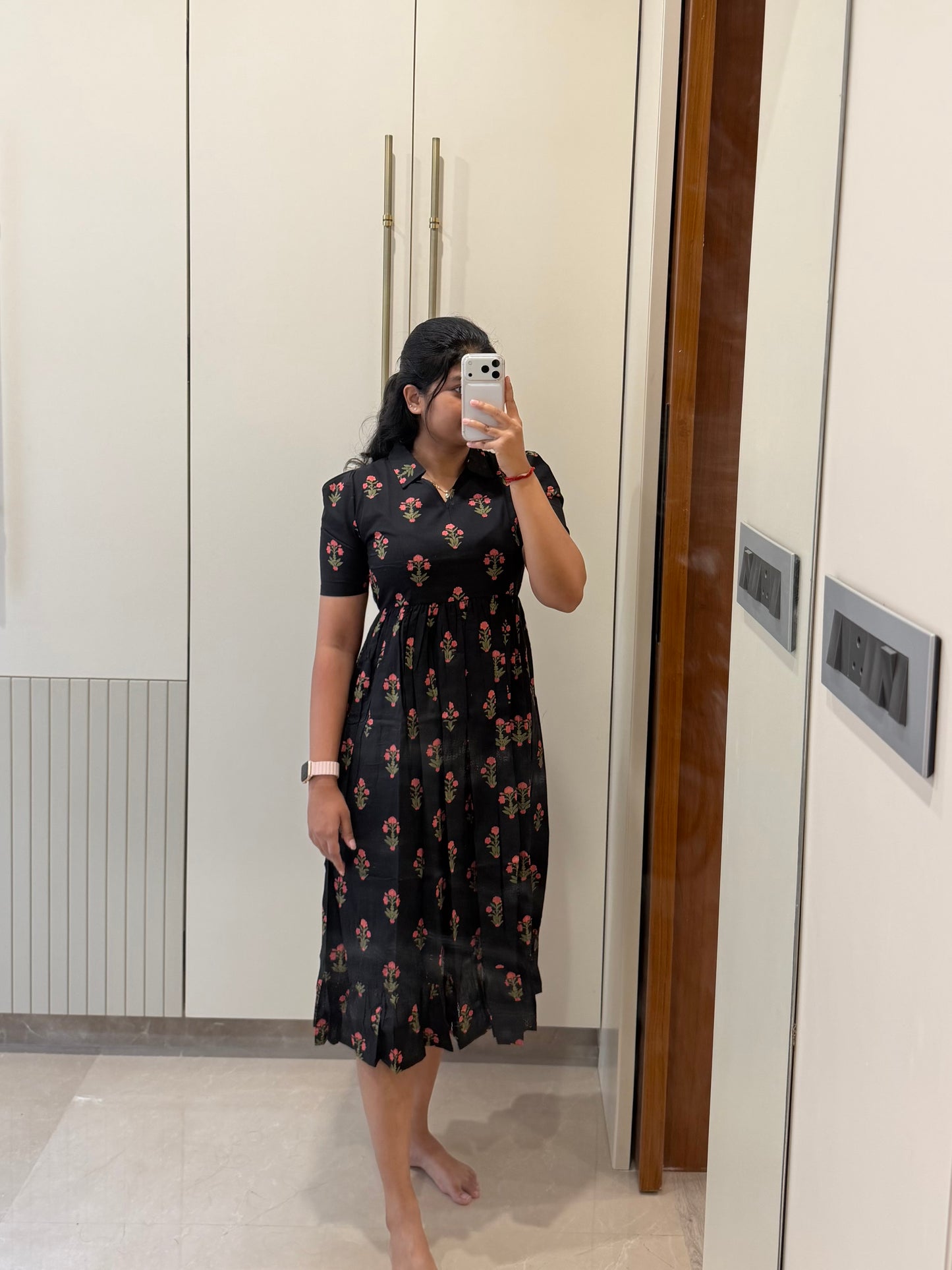 Black Blooms Cotton Maxi
