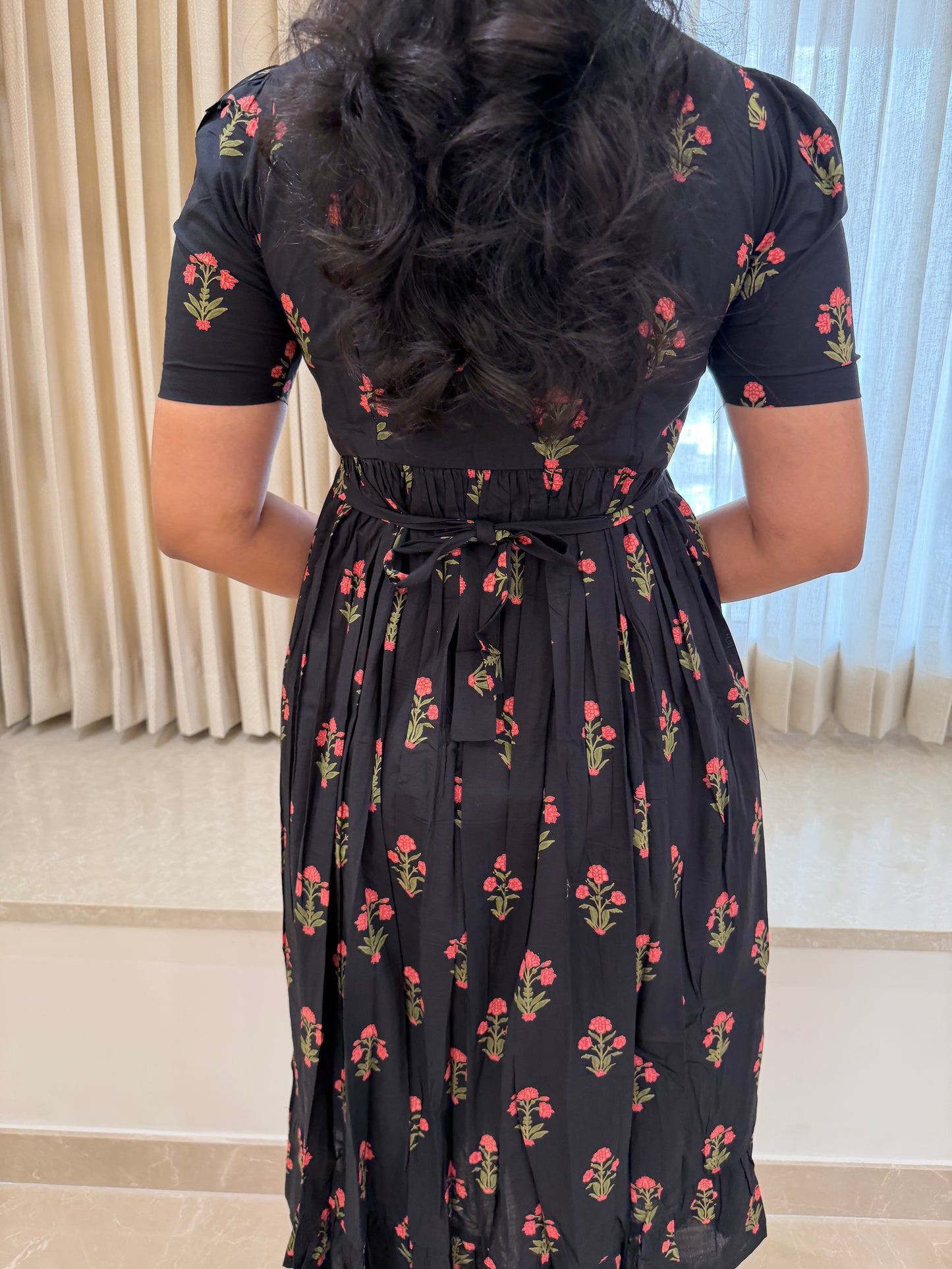 Black Blooms Cotton Maxi