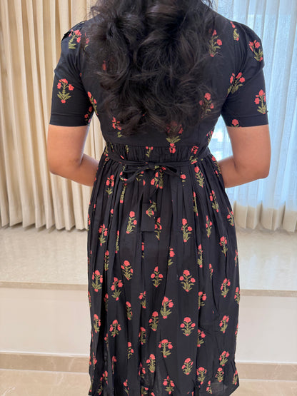 Black Blooms Cotton Maxi