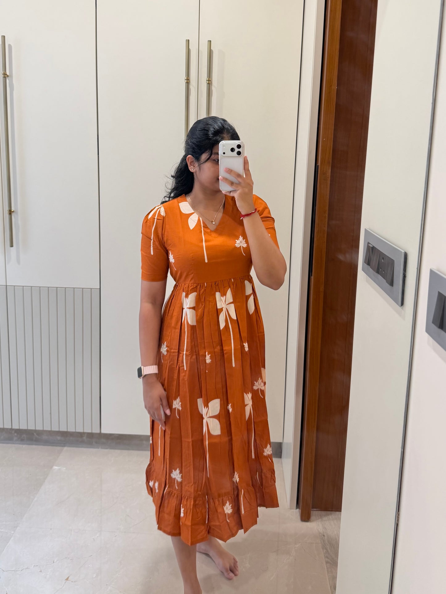 Orange Floret Cotton Maxi
