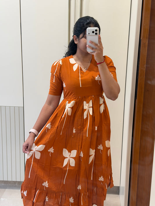 Orange Floret Cotton Maxi