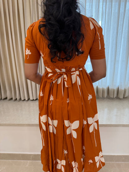 Orange Floret Cotton Maxi