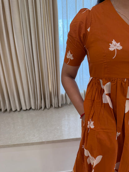 Orange Floret Cotton Maxi
