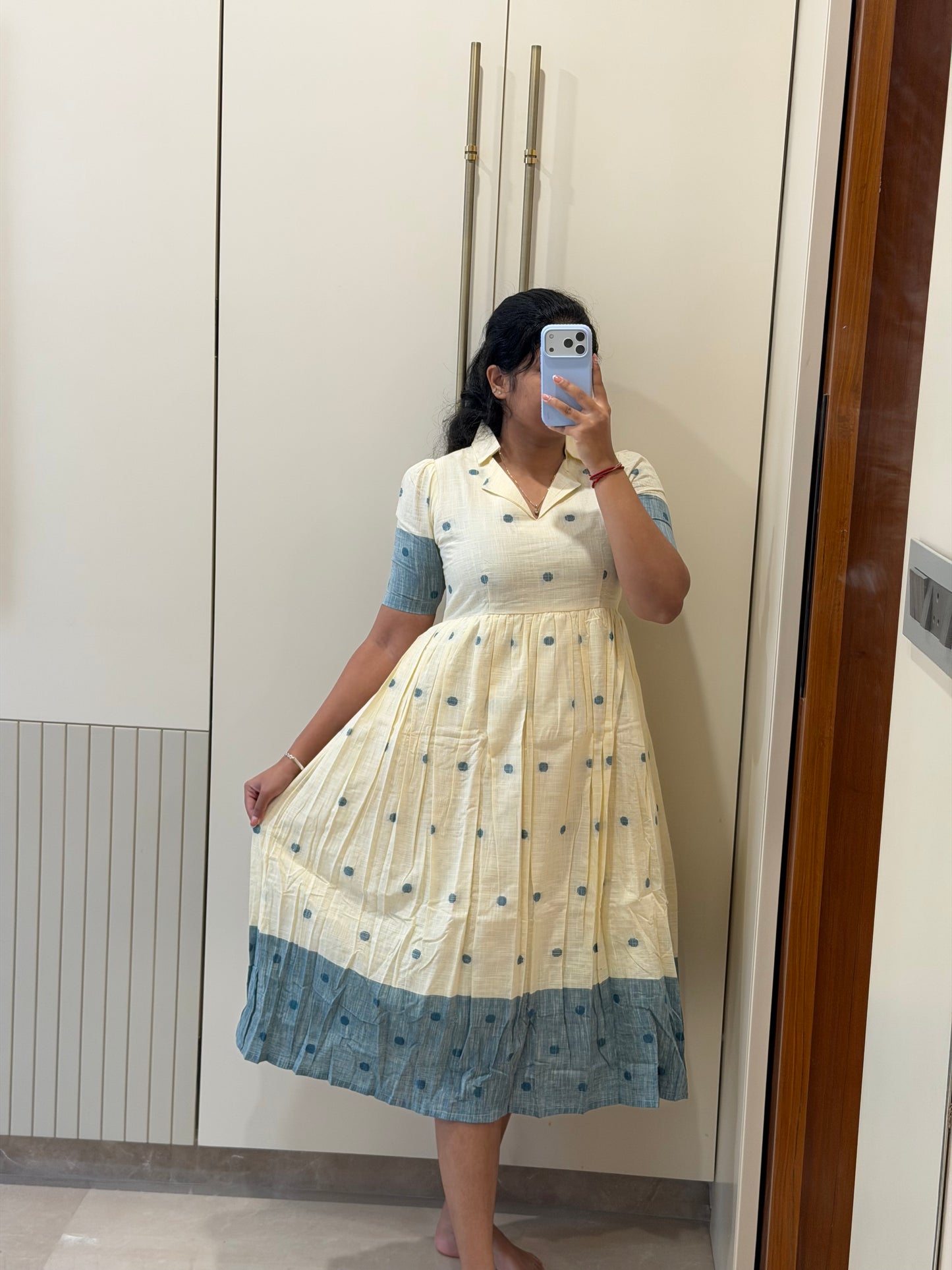 White Dots Handloom cotton maxi