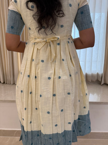 White Dots Handloom cotton maxi