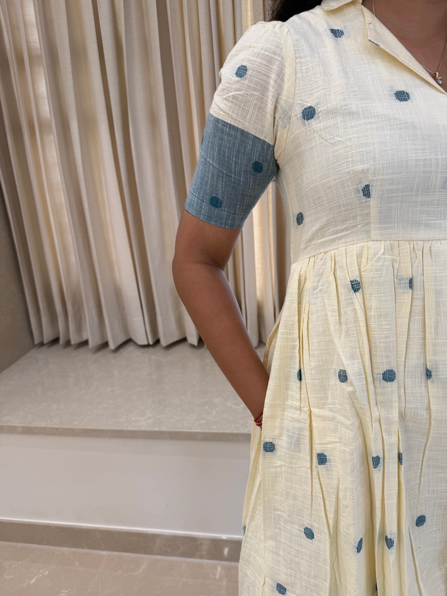 White Dots Handloom cotton maxi