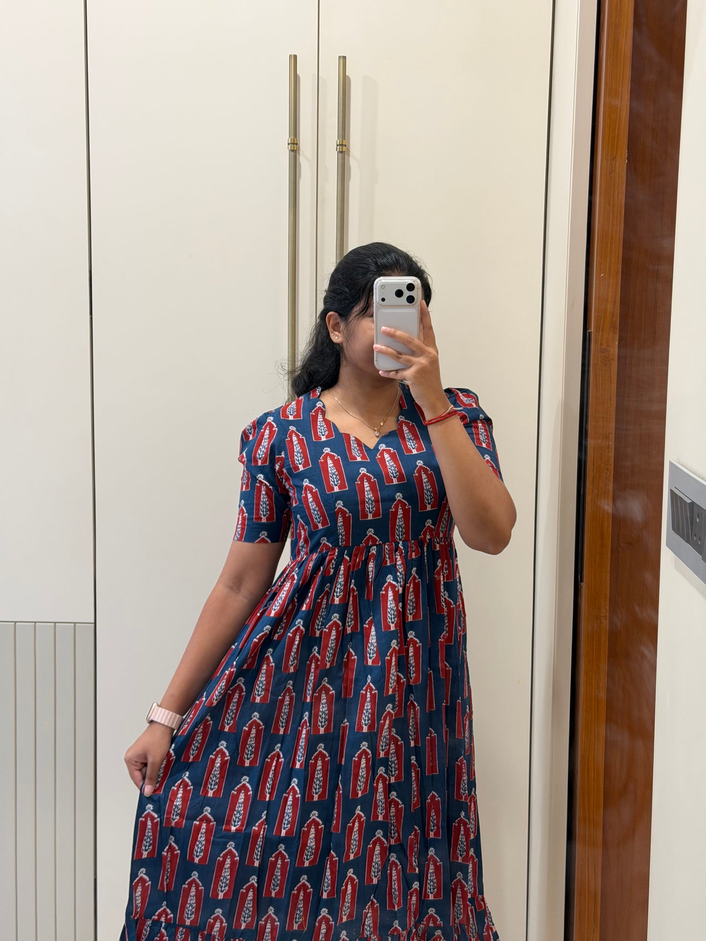Navy Trees Cotton Maxi