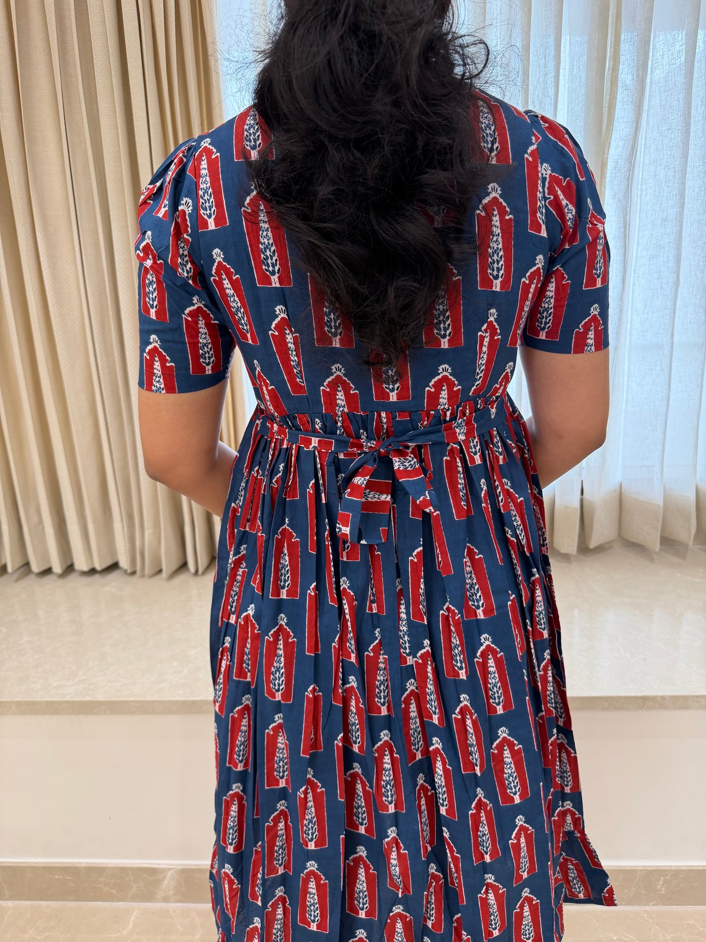 Navy Trees Cotton Maxi