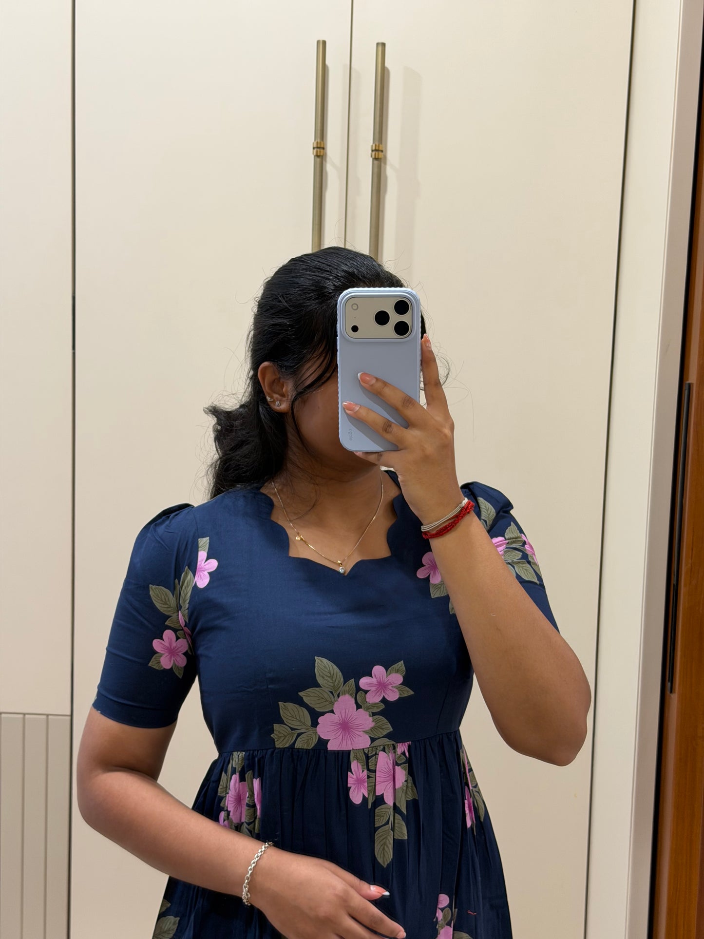 Dark Navy Flower Cotton Maxi
