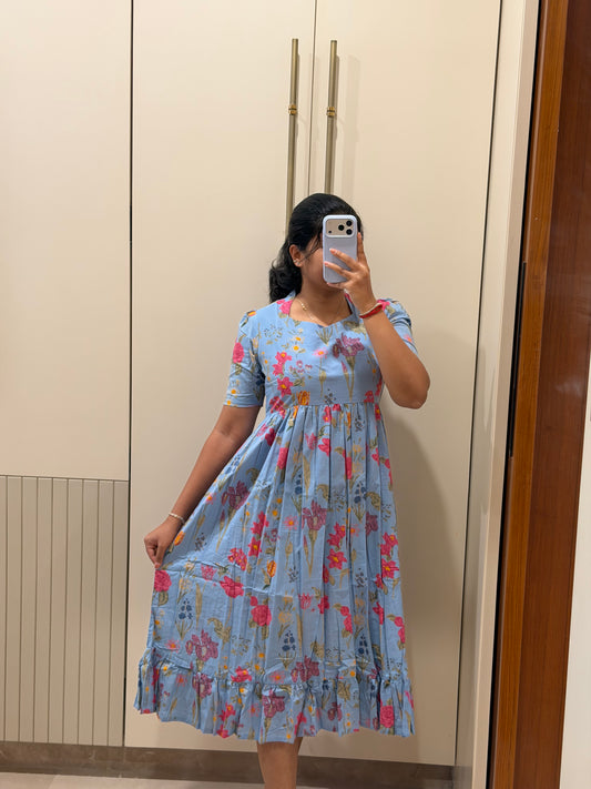 Blue Garden Cotton Maxi