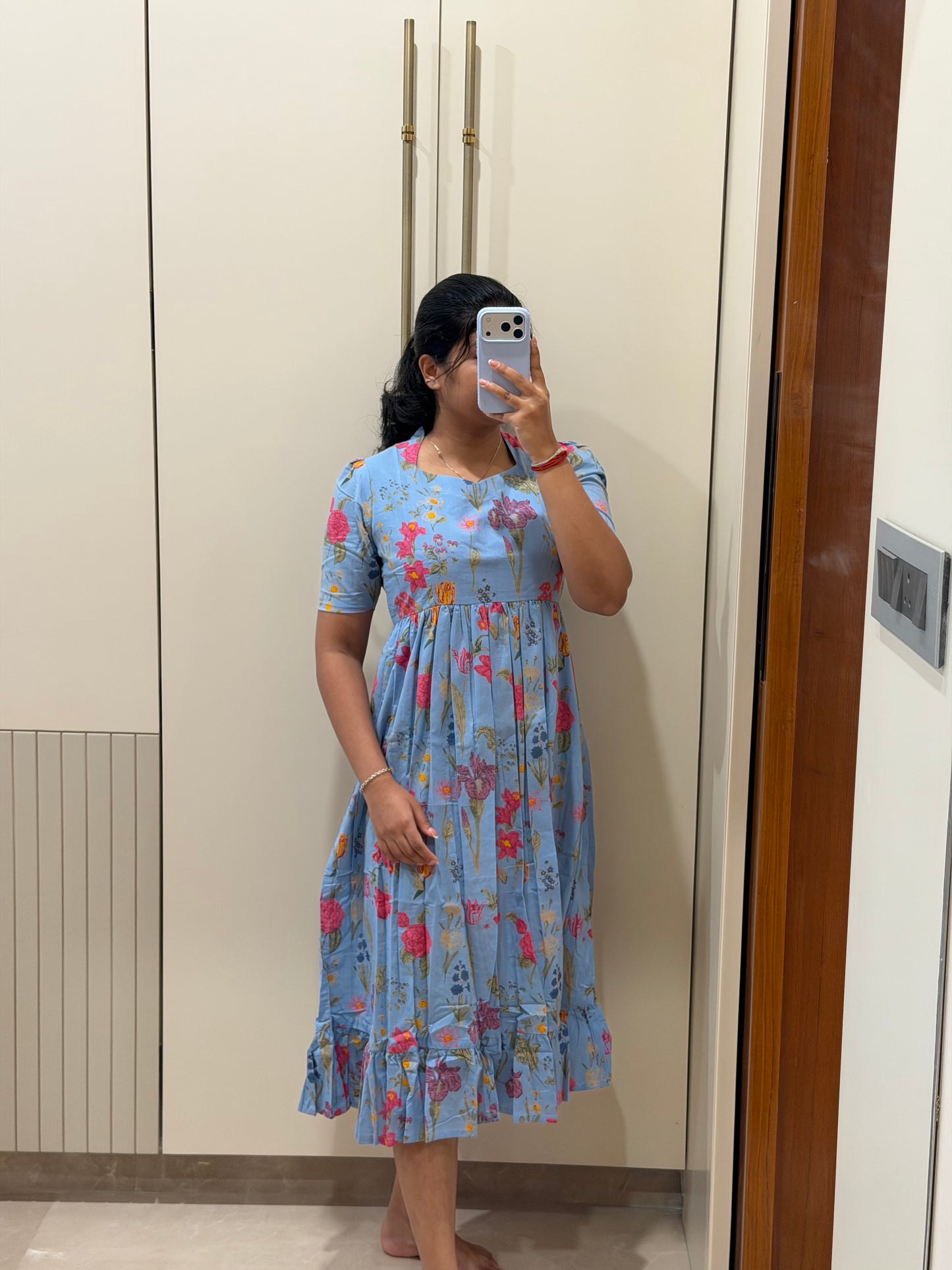 Blue Garden Cotton Maxi