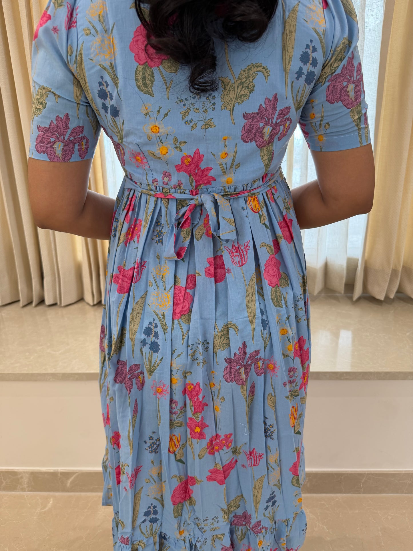 Blue Garden Cotton Maxi