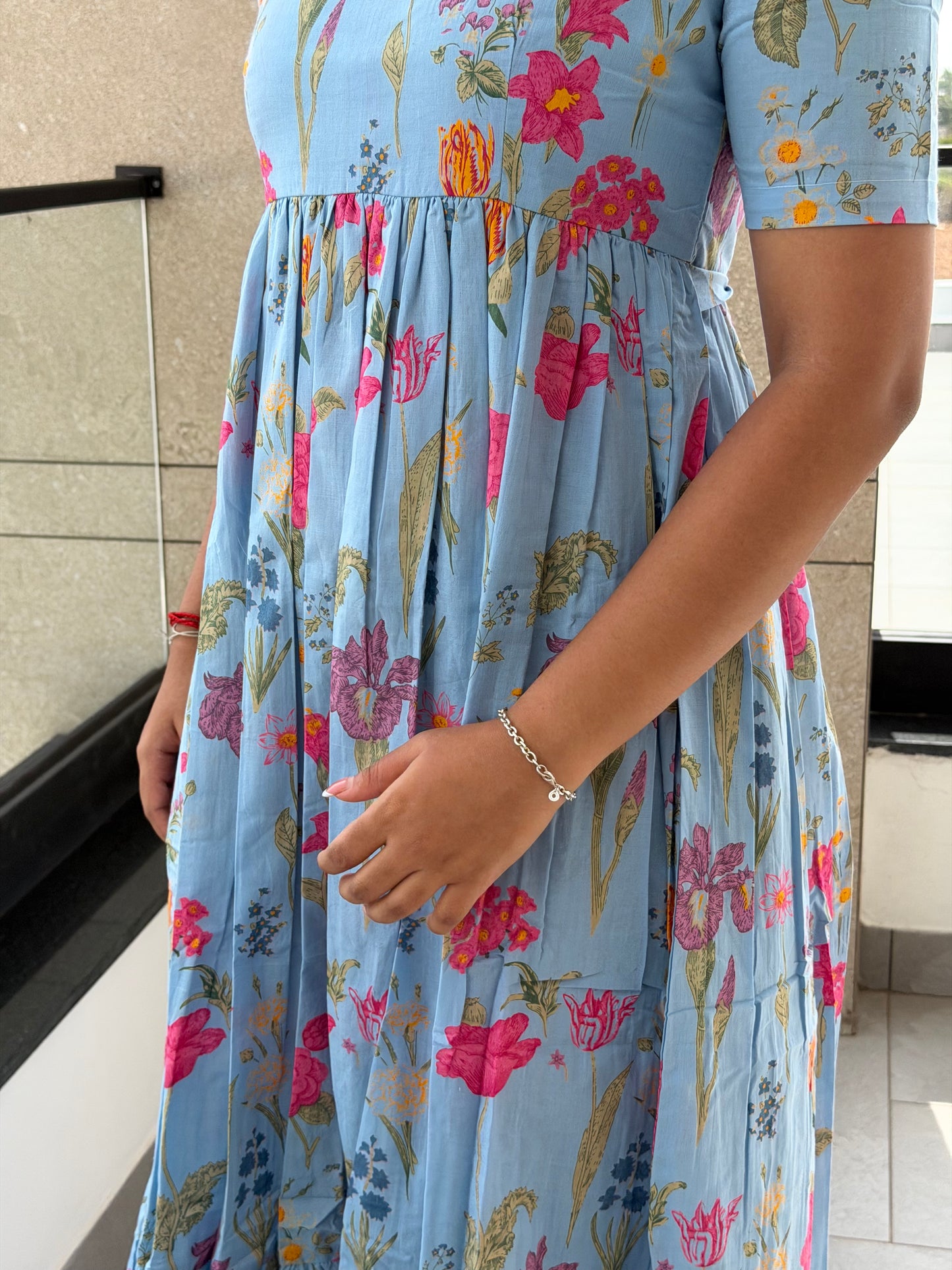 Blue Garden Cotton Maxi