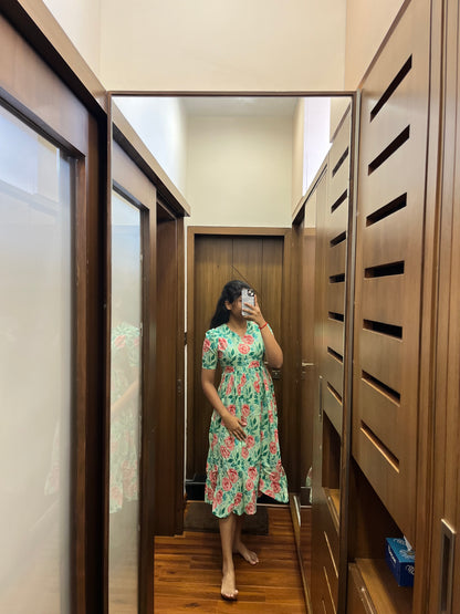 Green Rose Cotton Maxi