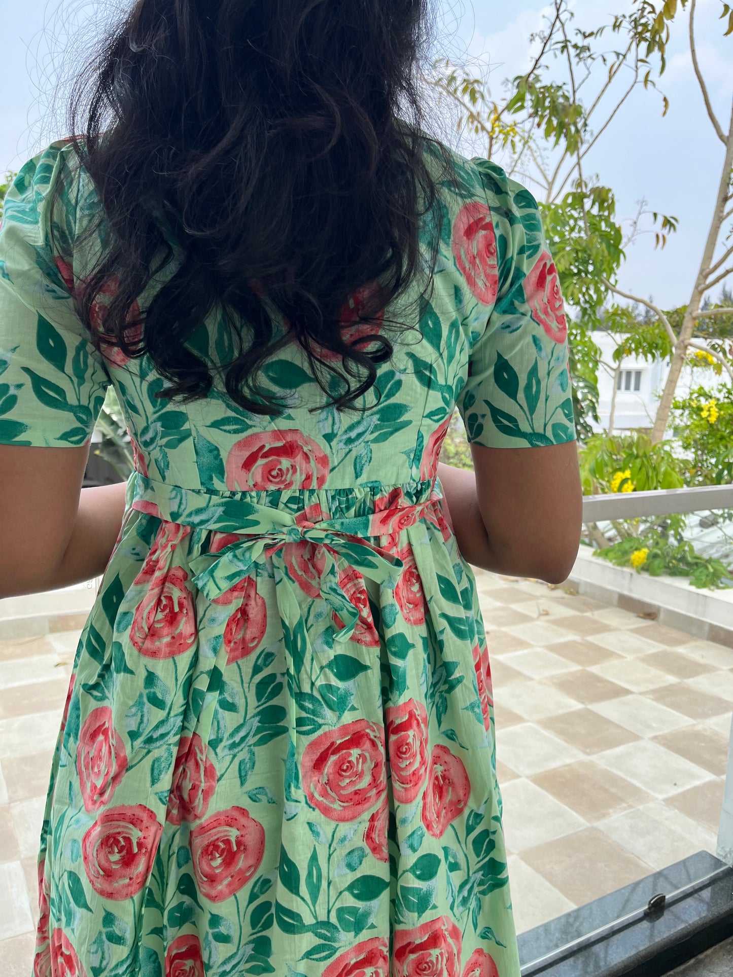 Green Rose Cotton Maxi