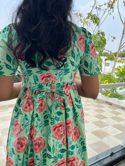 Green Rose Cotton Maxi