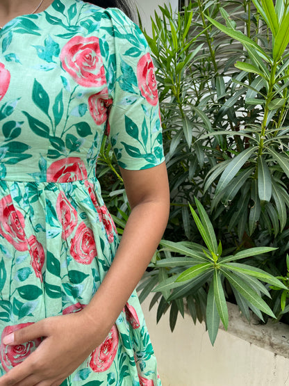 Green Rose Cotton Maxi