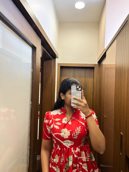 Red Bird Cotton Maxi