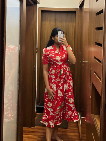 Red Bird Cotton Maxi