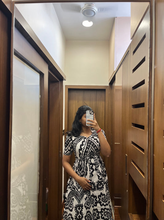 White And Black Cotton Maxi