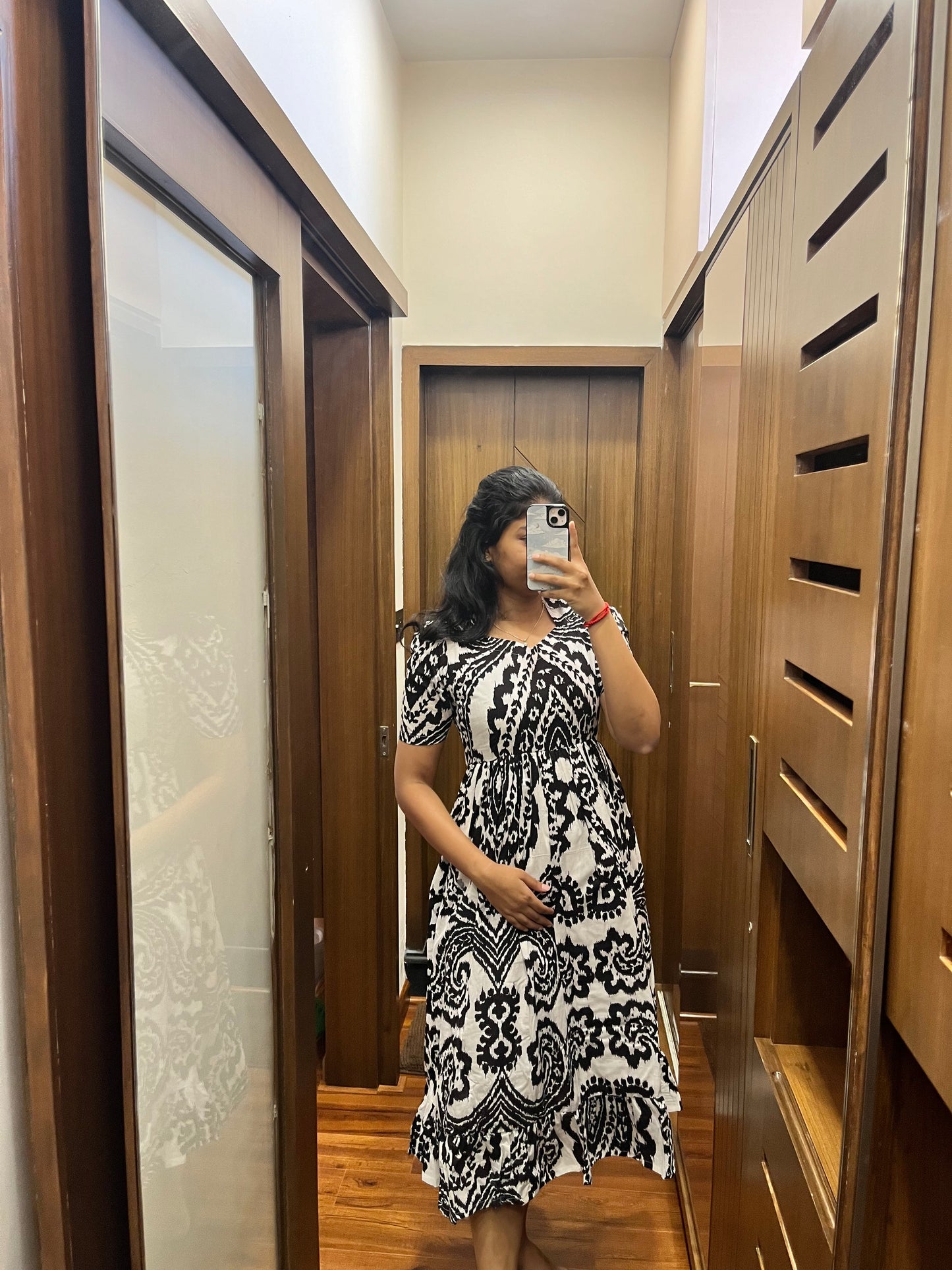 White And Black Cotton Maxi