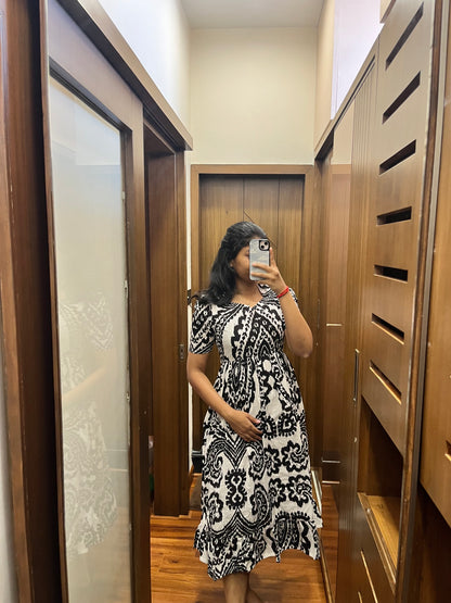 White And Black Cotton Maxi