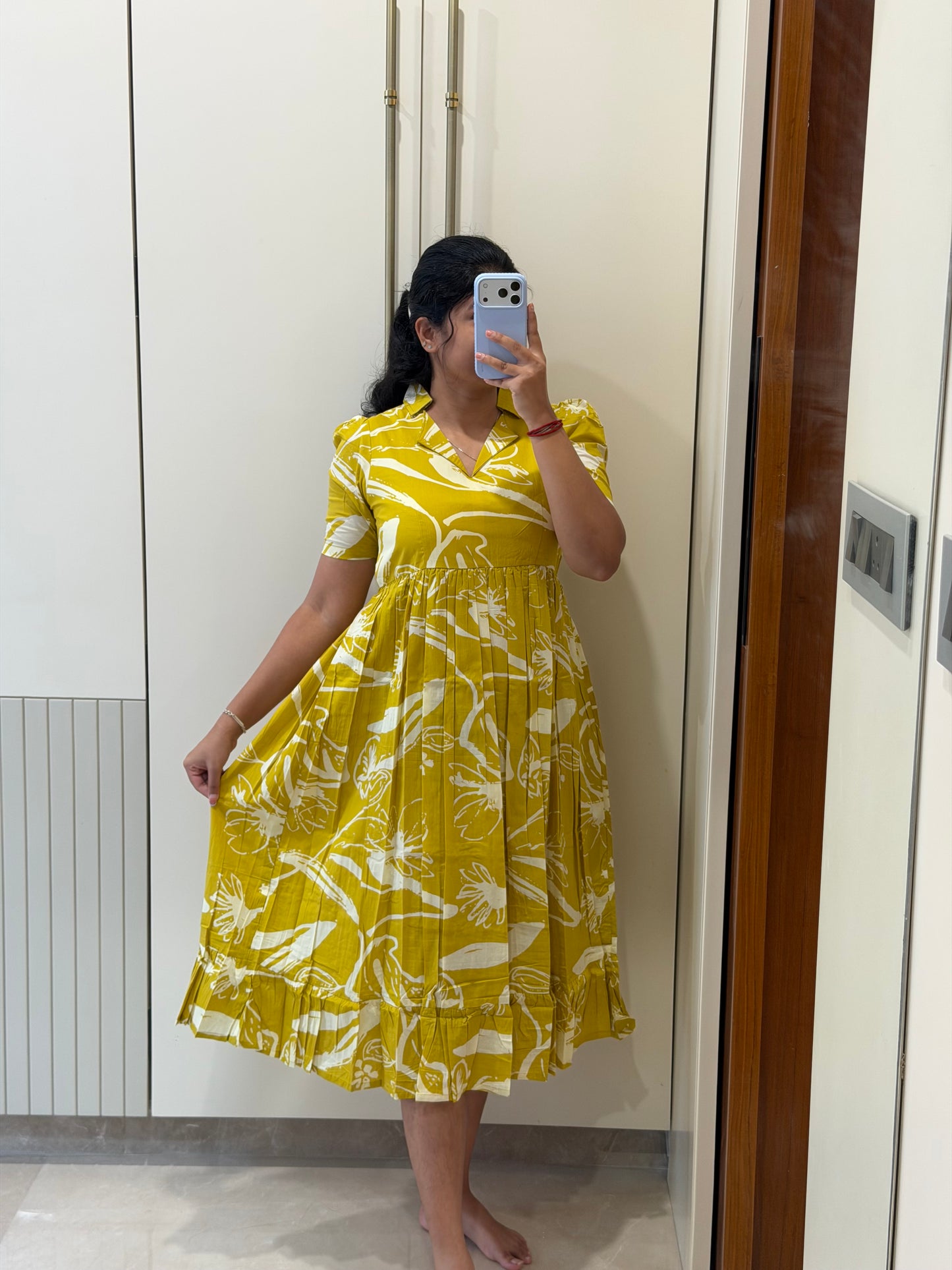 Yellow Abstract Cotton Maxi